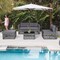 Outdoor PE Rattan Sofa Set 5-Piece Mix Grey Cushioned Sectional Glass Table